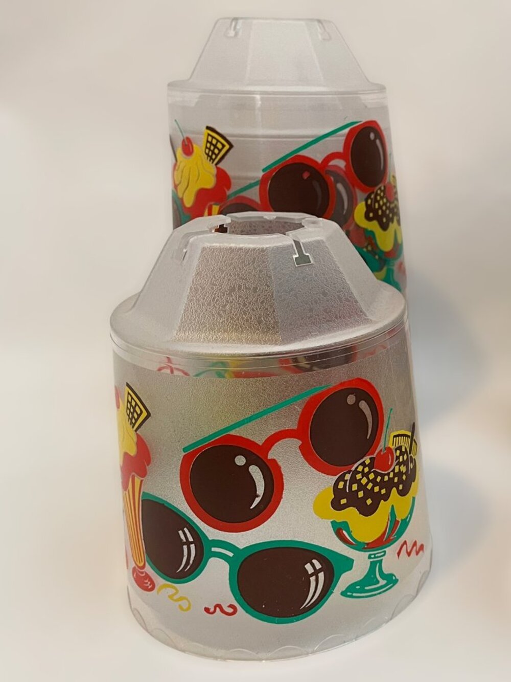 Vintage 1980s Patio Lanterns, plastic shades, sunglasses and sundaes theme, Noma